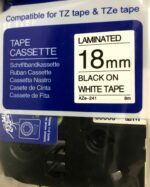 TZe-241 komp. tape, 18mm black on white, funktioniert mit TZ und TZe Druckern