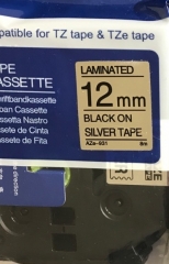 TZe-931 komp. tape, 12mm black on silver, funktioniert mit TZ und TZe Druckern