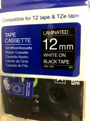 TZe-335 komp. tape, 12mm white on black, funktioniert mit TZ und TZe Druckern